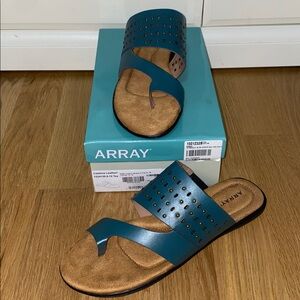 Array Teal and Brown Slide Sandals size 12 NWT